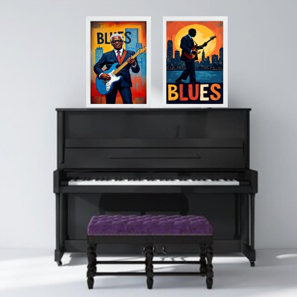Kit 2 Quadros Músicos Blues