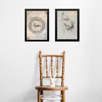 Kit 2 Quadros Oração Pai Nosso - Jesus Mármore