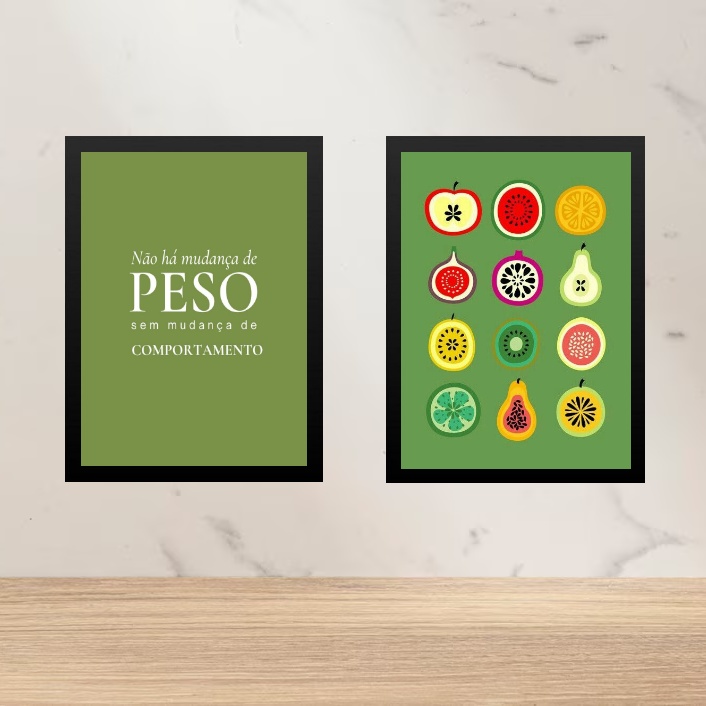 Kit 2 Quadros Para Cozinha - Alimentação Saudável