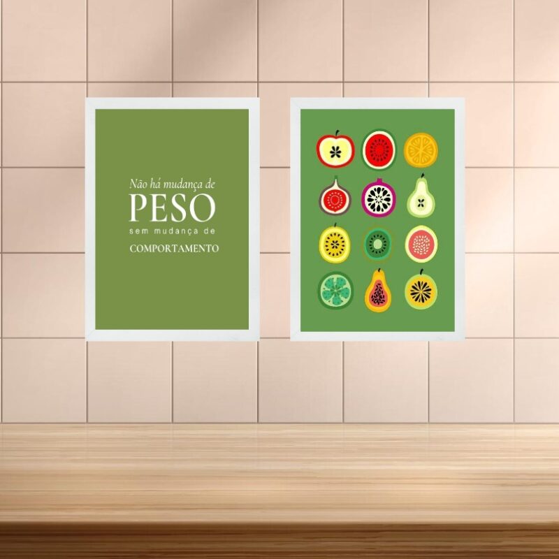 Kit 2 Quadros Para Cozinha - Alimentação Saudável b