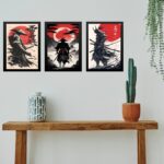 Kit 3 Quadros Gravuras Artes Samurais