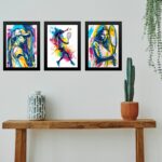 Kit 3 Quadros Gravuras Tenistas - Mulher