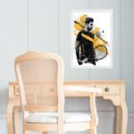 Quadro Arte Homem Tenista - Preto e Amarelo