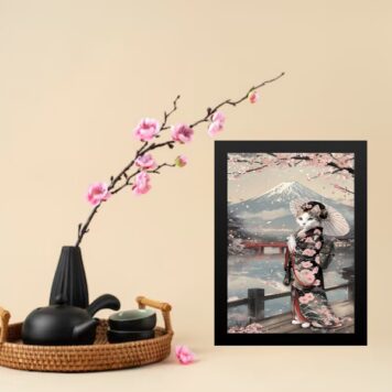 Quadro Arte Oriental - Gata Com Kimono b