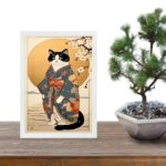 Quadro Arte Oriental Paisagem Com Gato