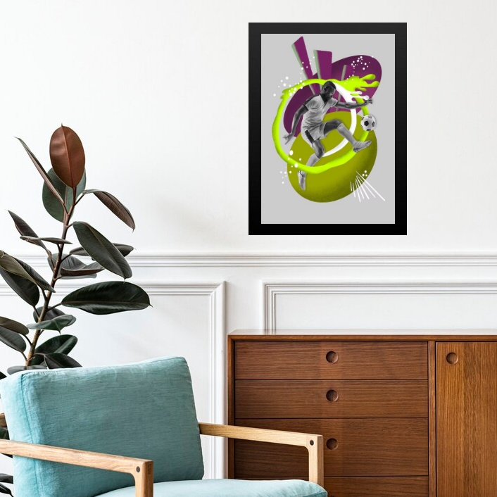 Quadro Decorativo Abstrato Jogador De Futebol