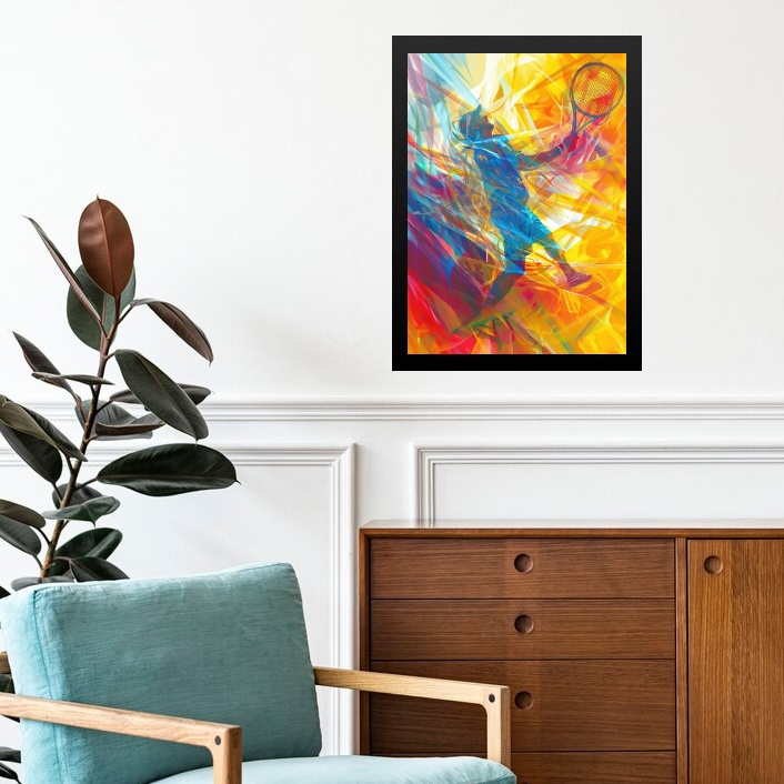 Quadro Decorativo Abstrato Jogador De Tênis
