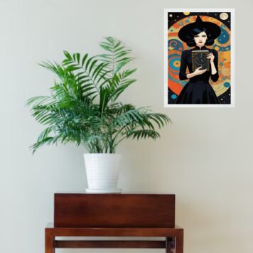 Quadro Decorativo Bruxa Com Livro b