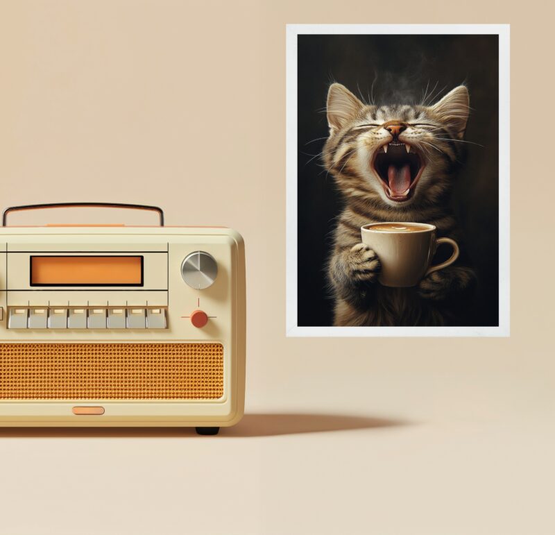 Quadro Decorativo Café - Gatinho Com Sono