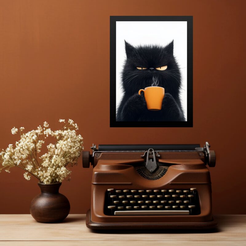 Quadro Decorativo Café Gato Mal-Humorado b