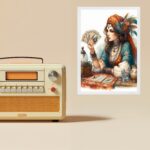 Quadro Decorativo Cigana Com Baralho Cigano