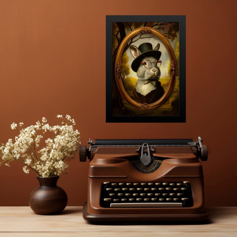 Quadro Decorativo Coelho - Retrato Antigo b