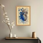 Quadro Decorativo Coração Borboletas Azuis Vintage