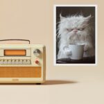 Quadro Decorativo Gato Tomando Café