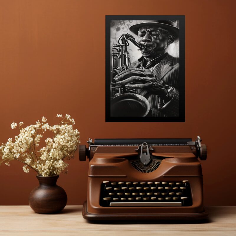 Quadro Decorativo Músico Jazz - Grafite b