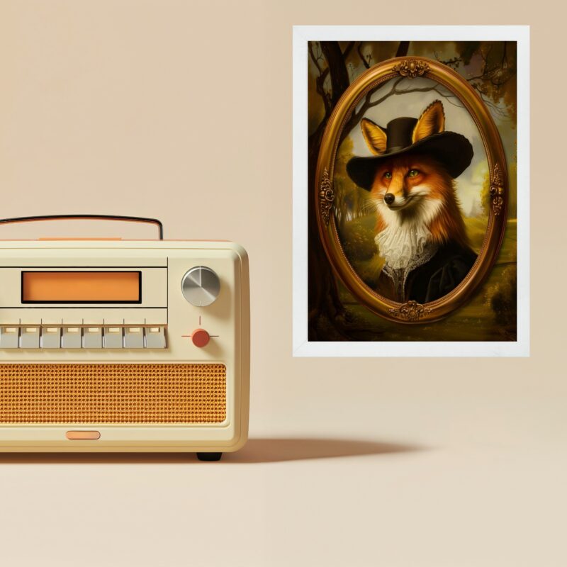 Quadro Decorativo Raposa - Retrato Antigo