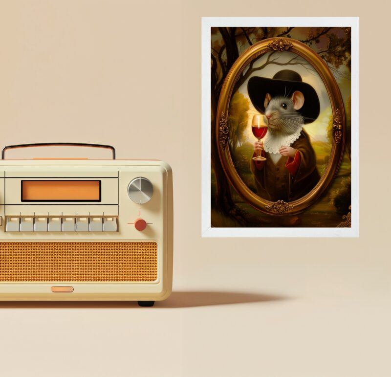 Quadro Decorativo Ratinho Vintage