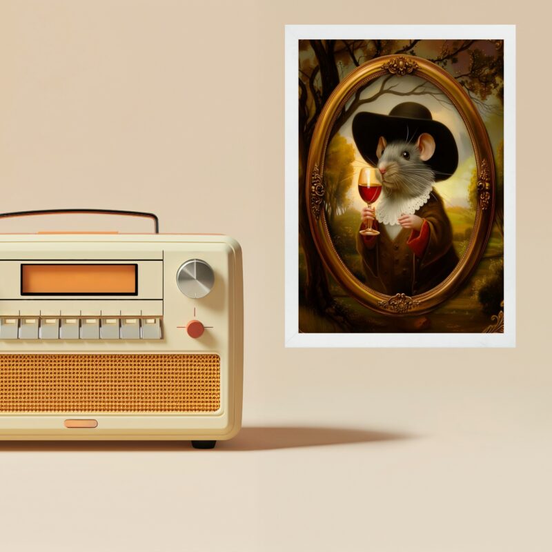 Quadro Decorativo Ratinho Vintage