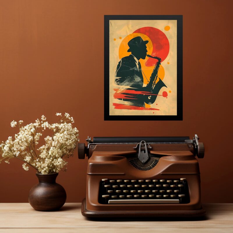 Quadro Decorativo Saxofonista - Aquarela b