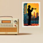 Quadro Decorativo Saxofonista Jazz - Silhueta