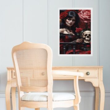 Quadro Decorativo Umbanda Rosa Caveira