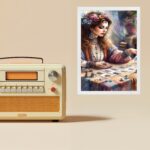 Quadro Decorativo Vintage Cigana Com Baralho