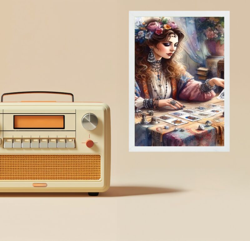 Quadro Decorativo Vintage Cigana Com Baralho