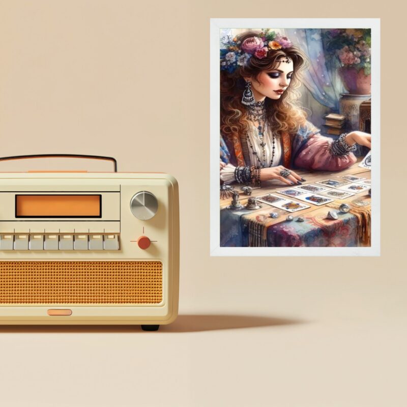 Quadro Decorativo Vintage Cigana Com Baralho