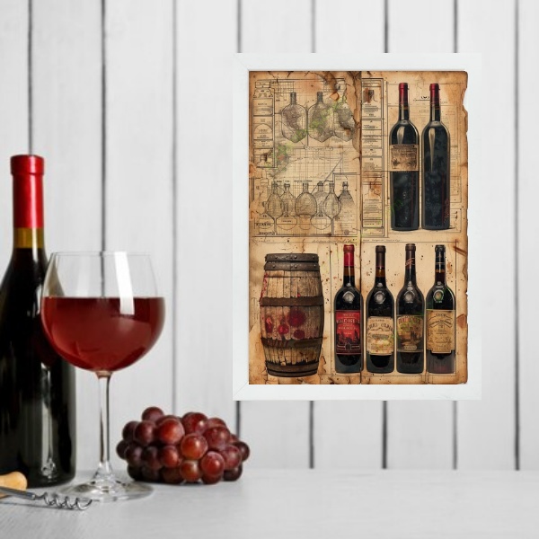 Quadro Decorativo Vintage Garrafas De Vinho
