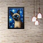 Quadro Gato Siamês Noite Estrelada