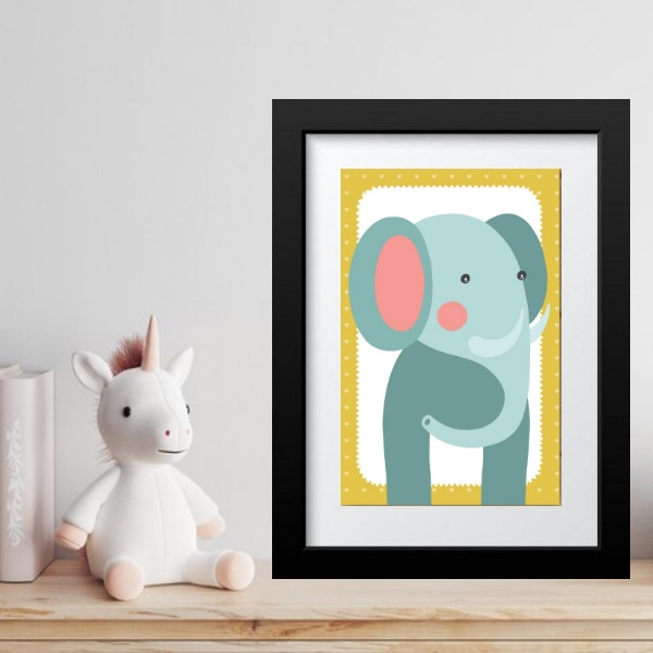 Quadro Infantil Safari Elefantinho- 60x48 Cm