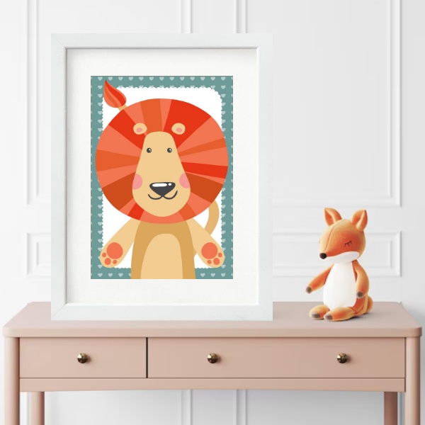 Quadro Infantil Safari Leãozinho- 60x48 Cm