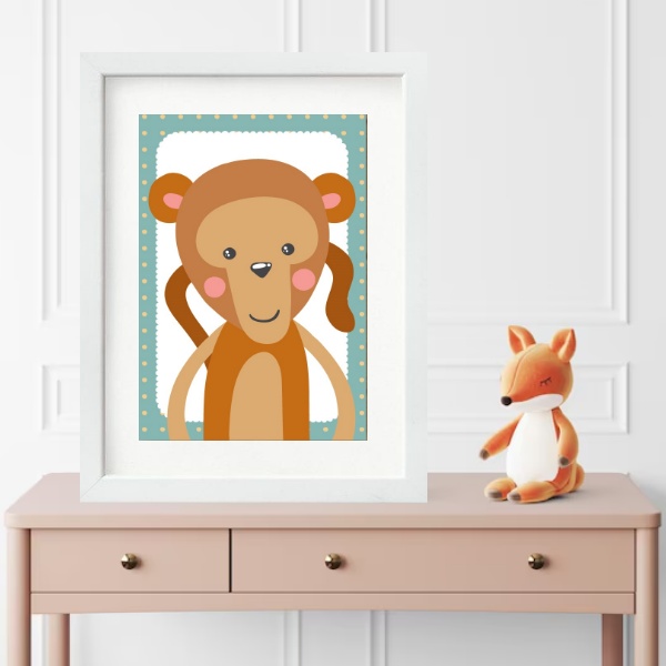 Quadro Infantil Safari Macaquinho- 60x48 Cm