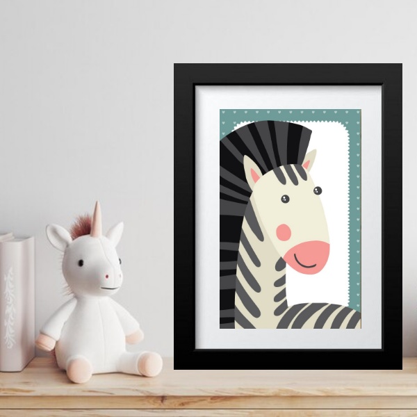 Quadro Infantil Safari Zebrinha- 60x48 Cm