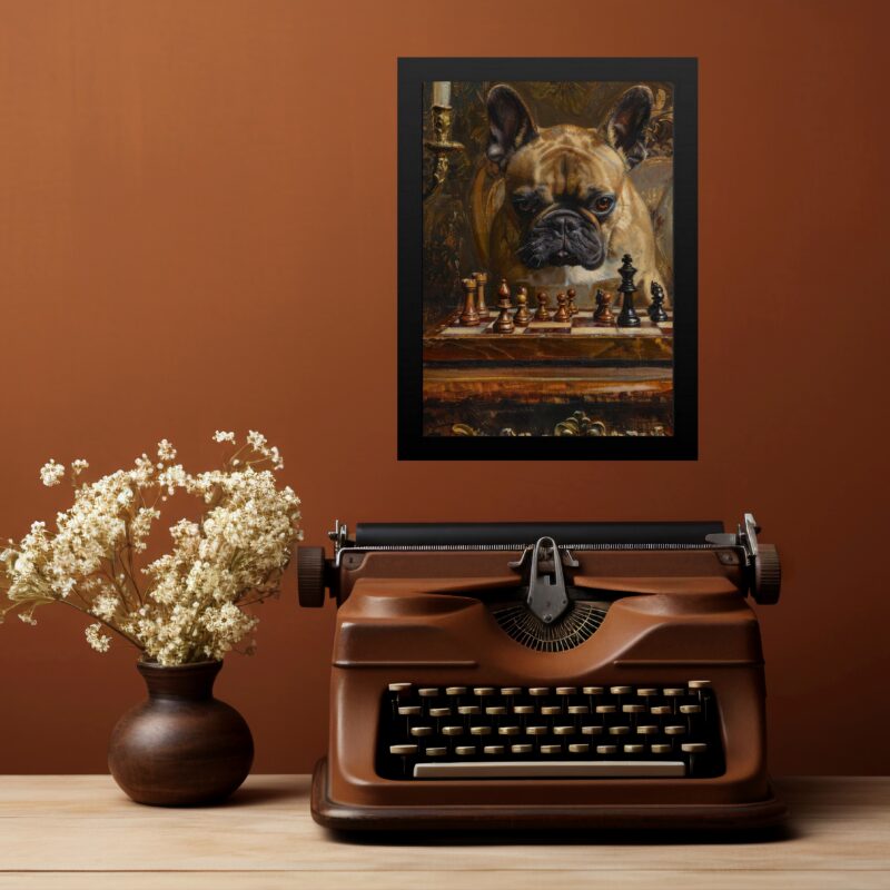 Quadro Jogo Xadrez - Bulldog Francês b