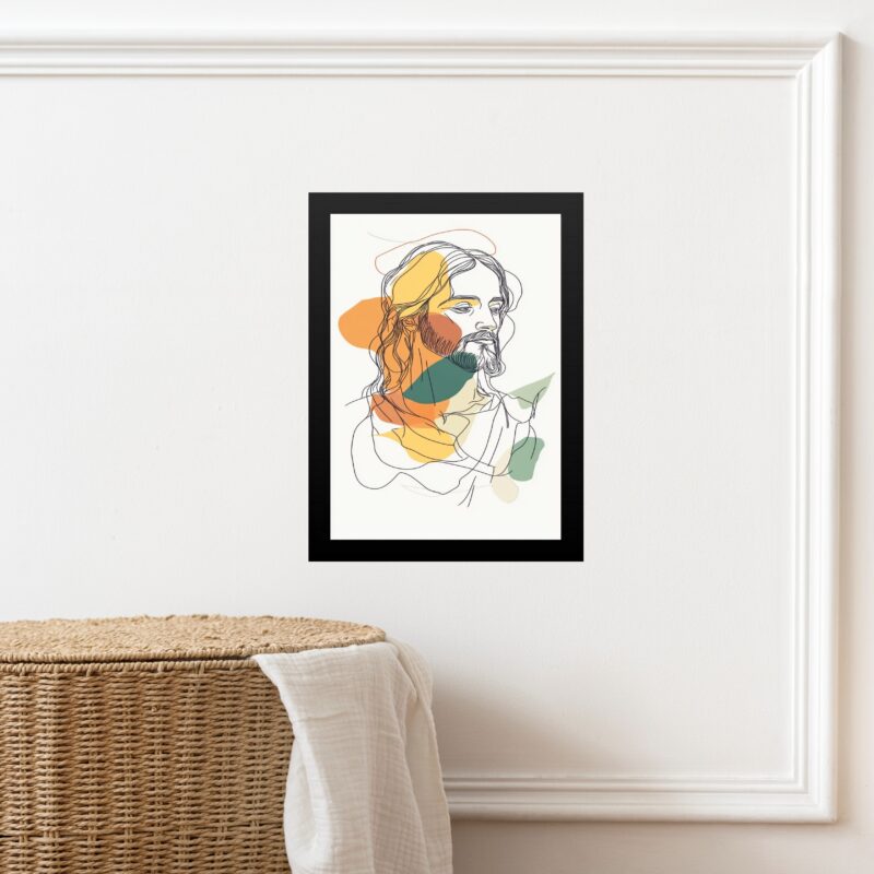 Quadro Minimalista Jesus Abstrato Boho