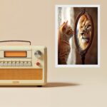 Quadro Motivacional Autoestima Gato Espelho Leão