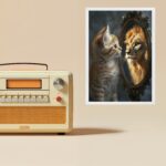 Quadro Motivacional Gatinho Espelho Leão