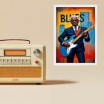 Quadro Músico Blues - Homem Com Guitarra