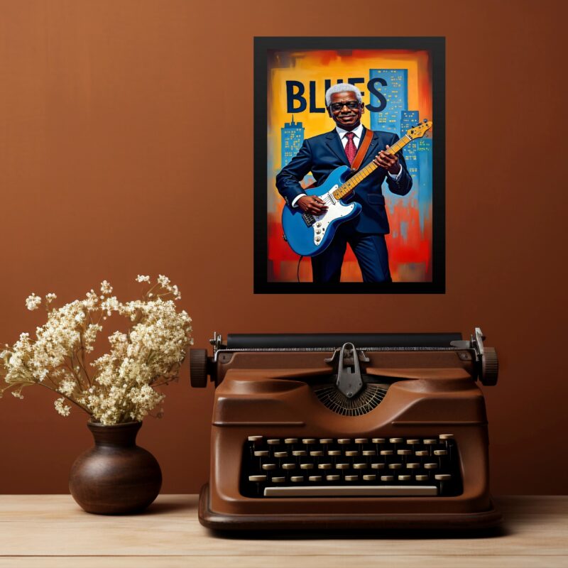 Quadro Músico Blues - Homem Com Guitarra b
