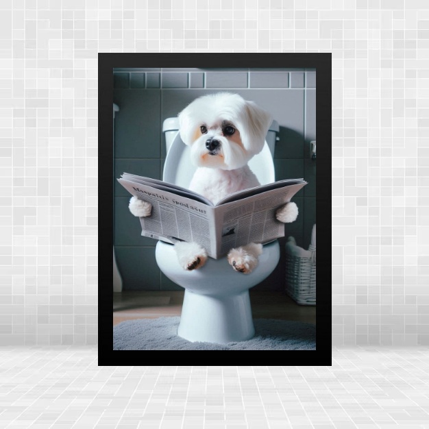 Quadro Para Banheiro Cachorrinho Maltês
