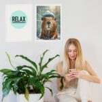 Kit 2 Quadros Banheiro Capivara Relax
