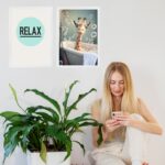 Kit 2 Quadros Banheiro Girafinha Baby Relax