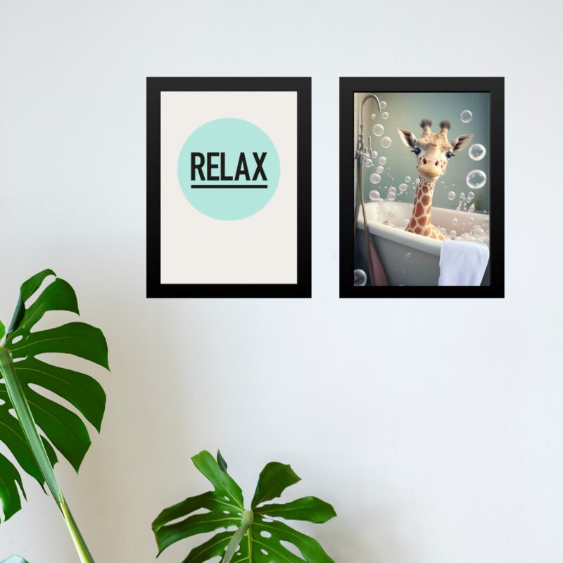 Kit 2 Quadros Banheiro Girafinha Baby Relax