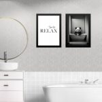 Kit 2 Quadros Banheiro Panda - Time To Relax