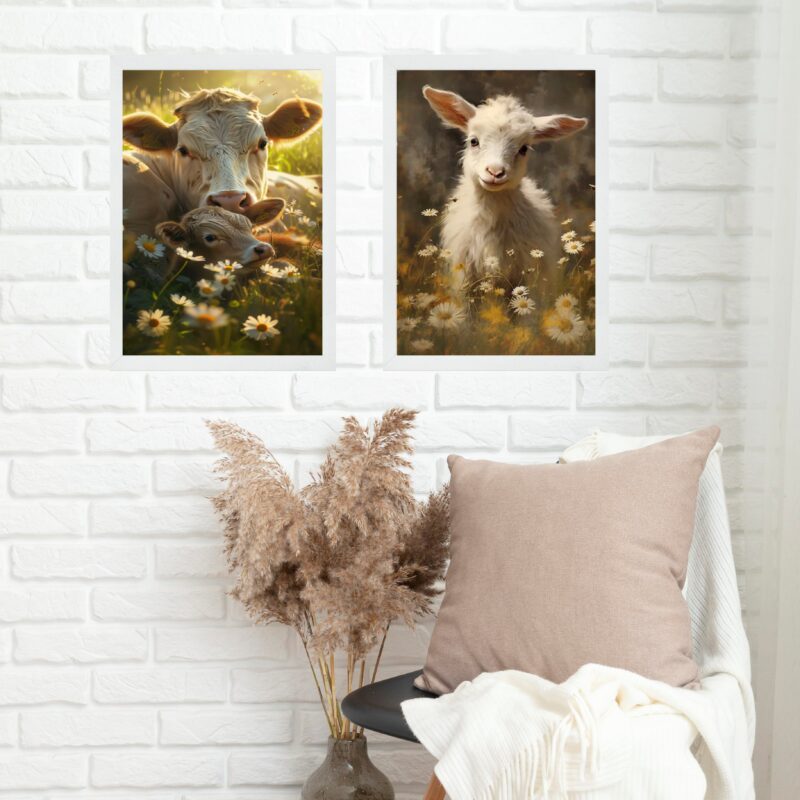 Kit 2 Quadros Campestres Animais Fazenda b