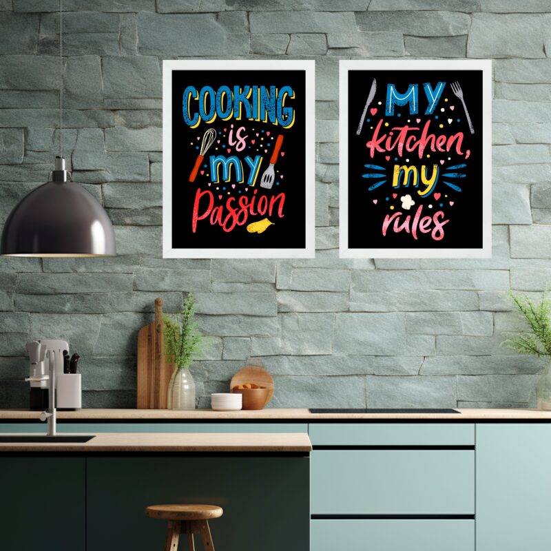 Kit 2 Quadros Coloridos Para Cozinha- Frases b