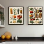 Kit 2 Quadros Cozinha Italiana Vintage - Ingredientes