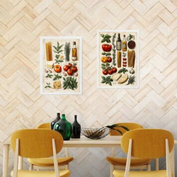 Kit 2 Quadros Cozinha Italiana Vintage - Ingredientes b