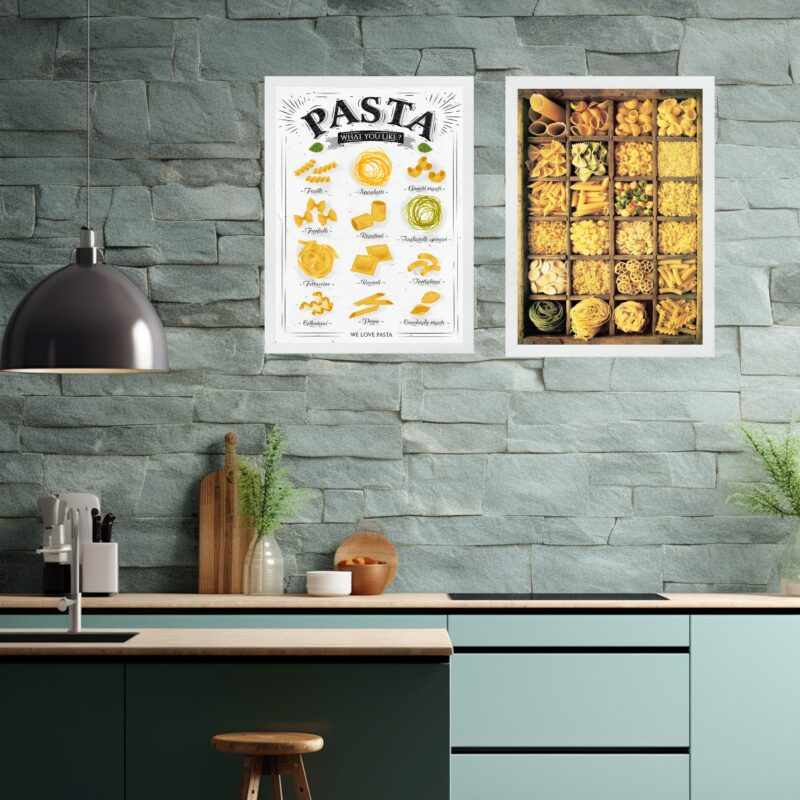 Kit 2 Quadros Cozinha Pastas- Massas b